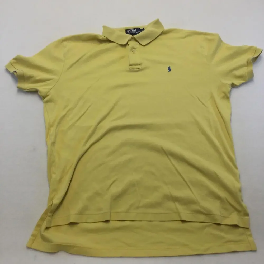 Polo Ralph Lauren Polo Shirt Mens Large Yellow 100% Cotton Short Sleeve Casual